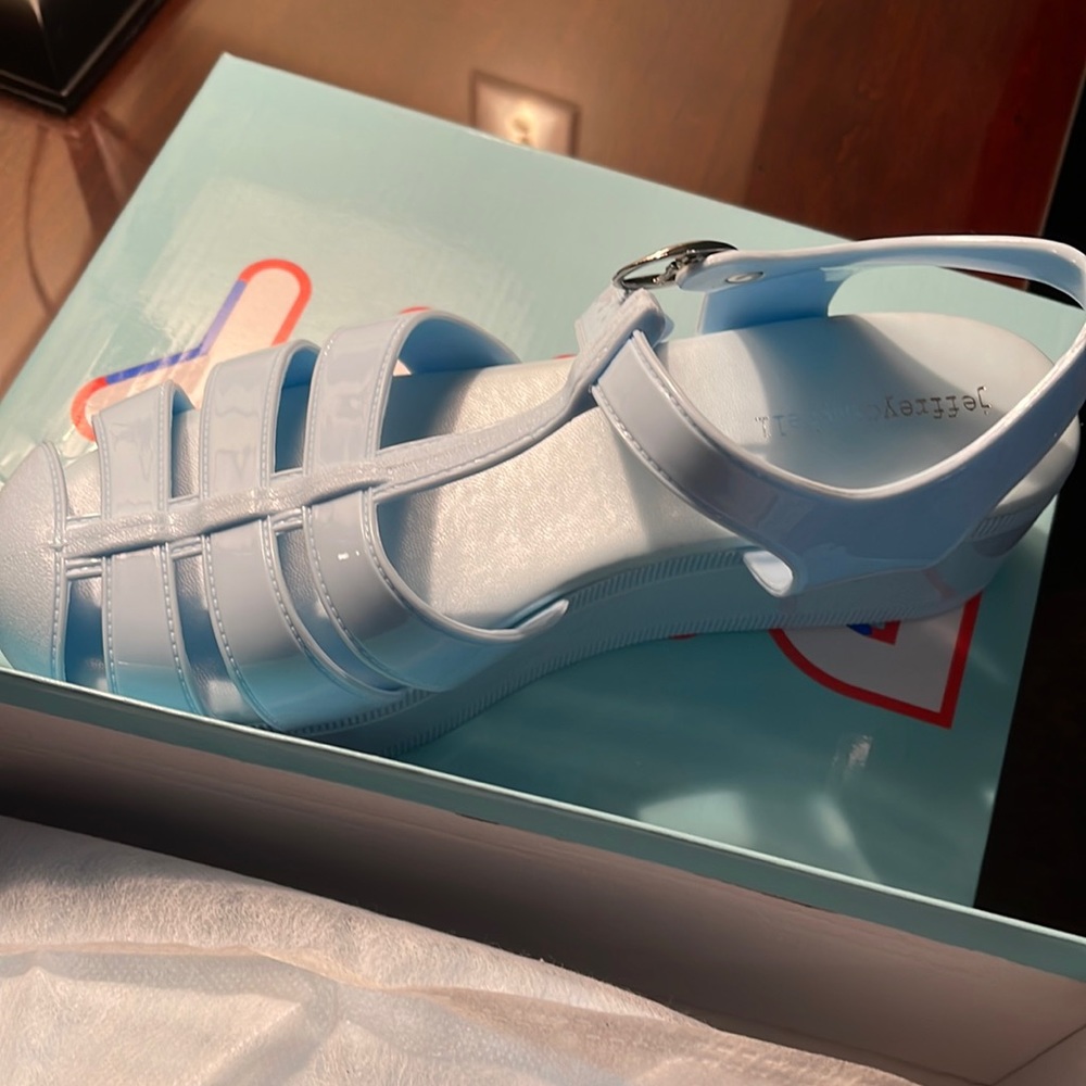 Jefferey Campbell baby blue jelly sandals